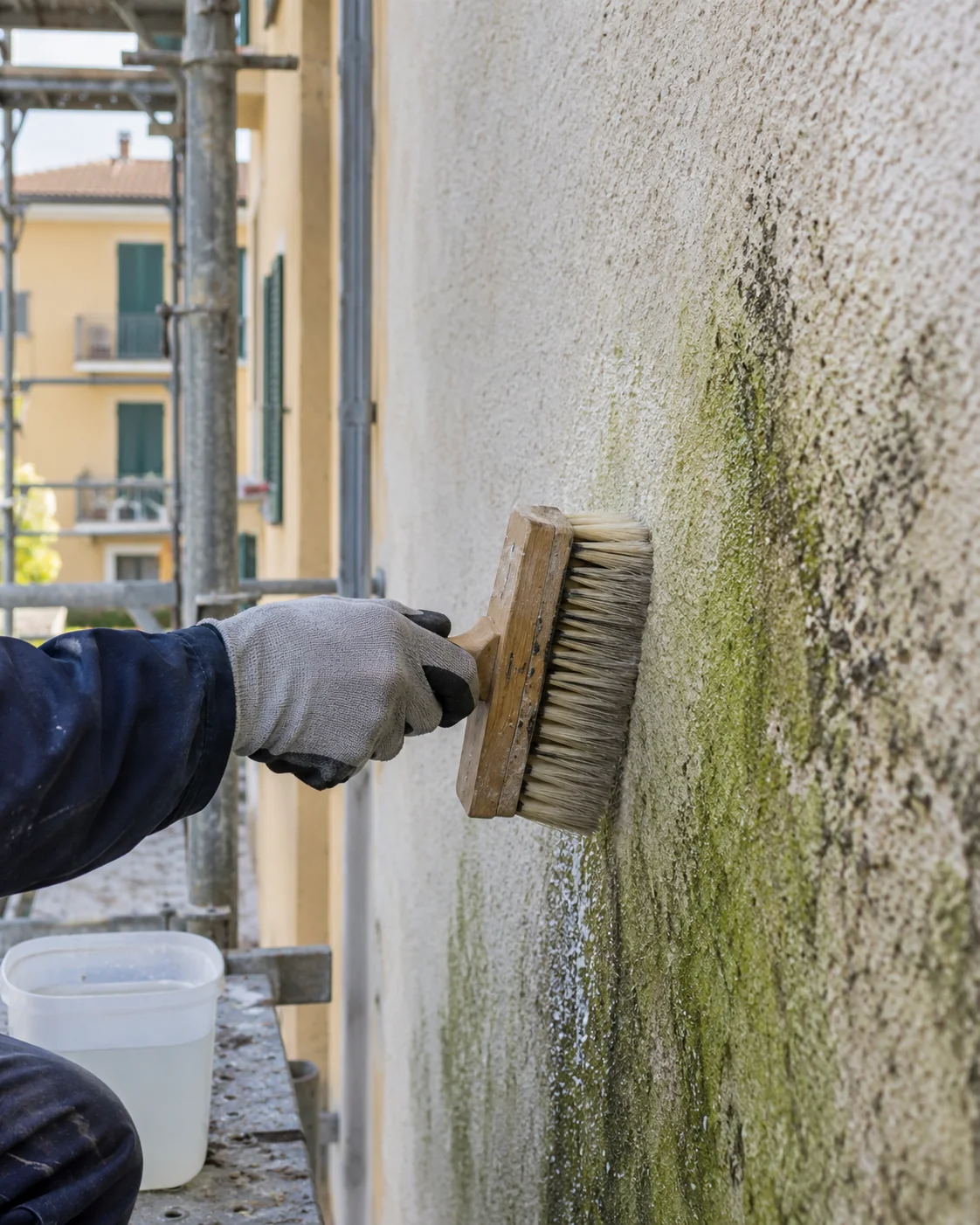 Trattamento dove compaiono alghe e muffe, immagine illustrativa