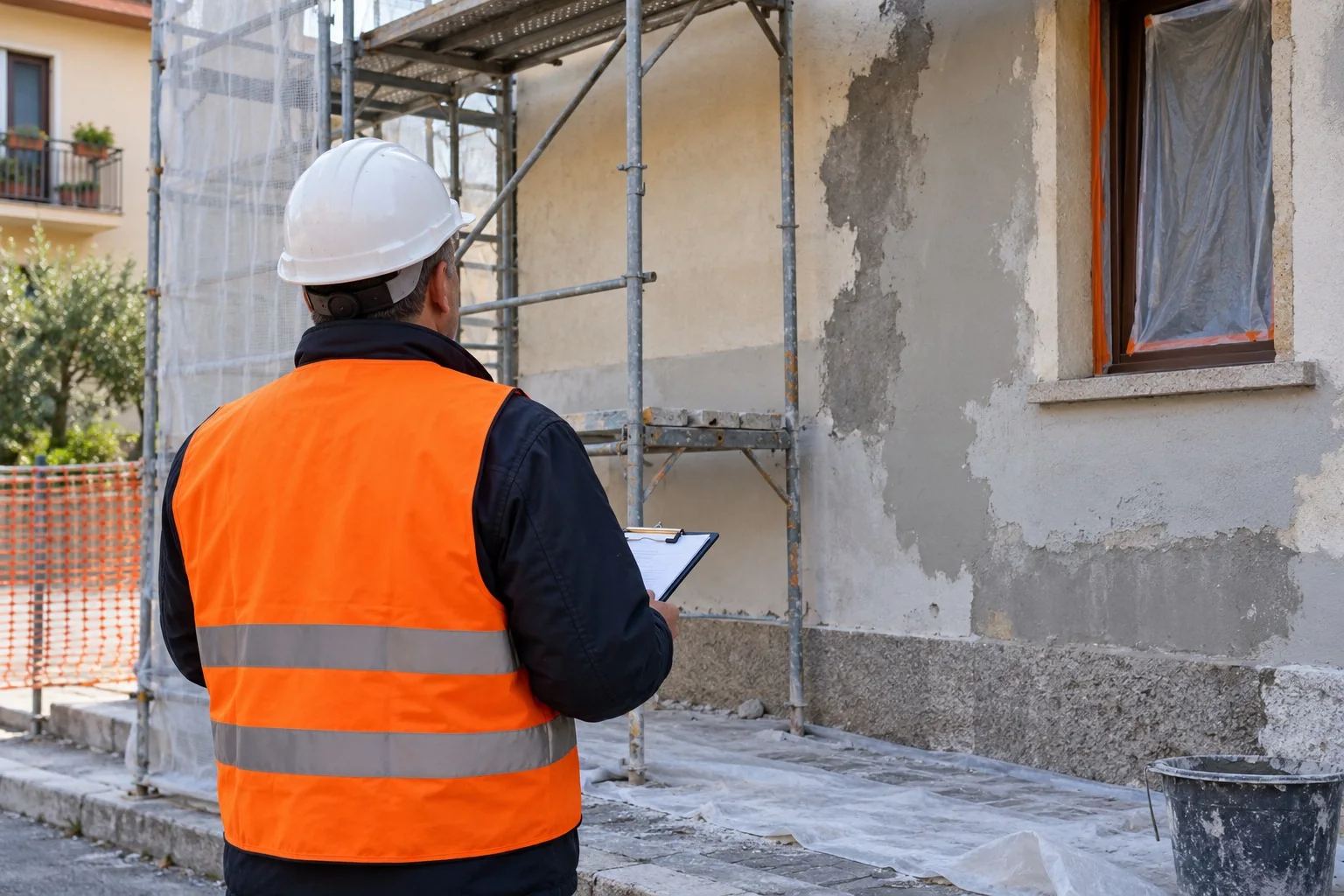 Tecnico durante un sopralluogo in cantiere, immagine illustrativa