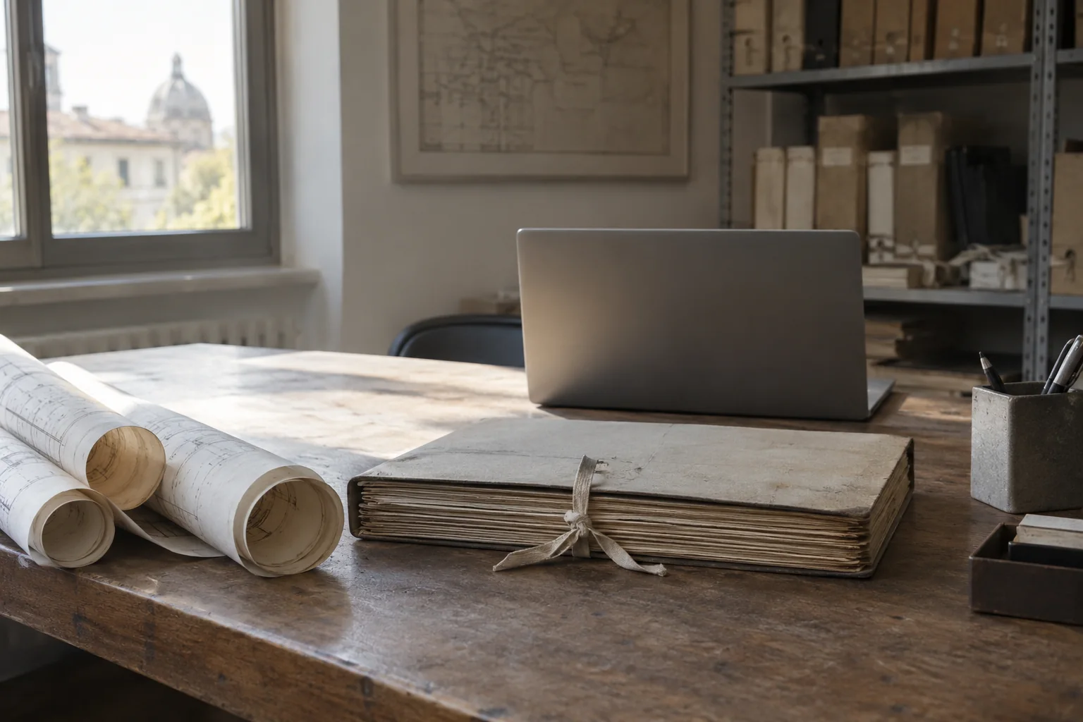 Fascicolo edilizio in archivio, immagine illustrativa